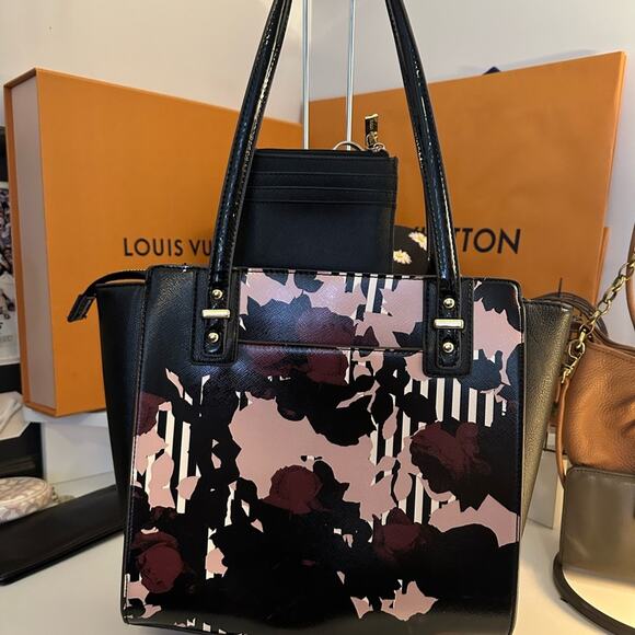 Anne Klein BUNDLE Black and Pink Artistic Bag WITH matching black wallet EUC - Picture 13 of 14